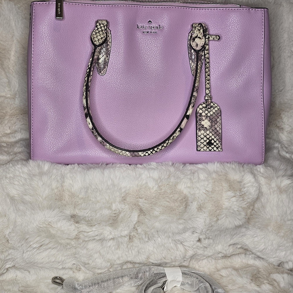 Kate Spade Lilac Satchel with Snakeskin Accents